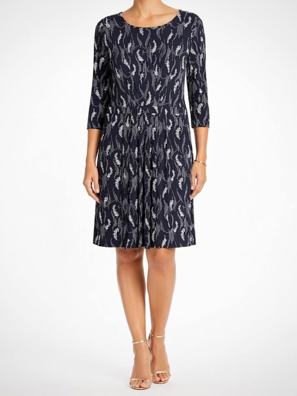 Brooks Brothers Jersey Knit Navy Elegant Knee Length Comfortable Dress [size L]